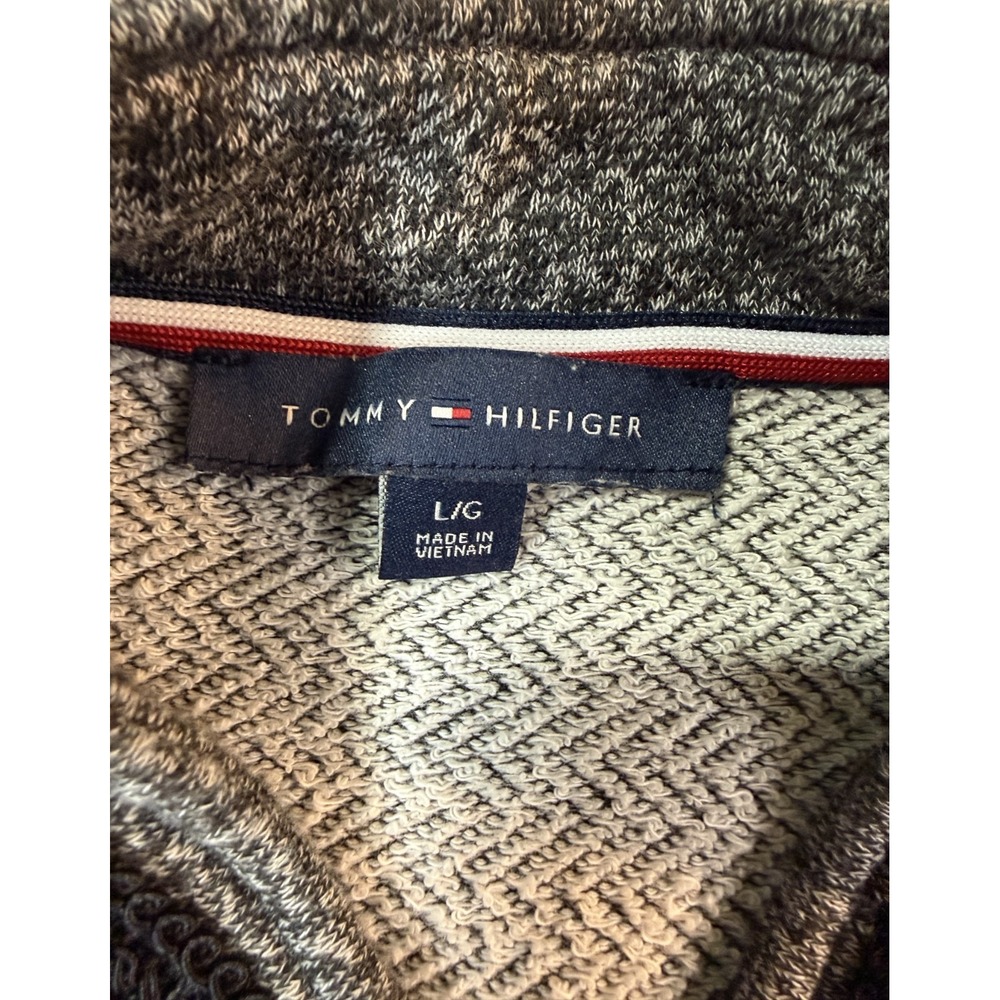 Tommy Hilfiger Military Band Top Womens L Gray Marled Metal Button Dark Academia - Picture 5 of 8